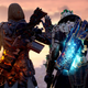 two outriders with legendary weapons looking at a sunset on enoch